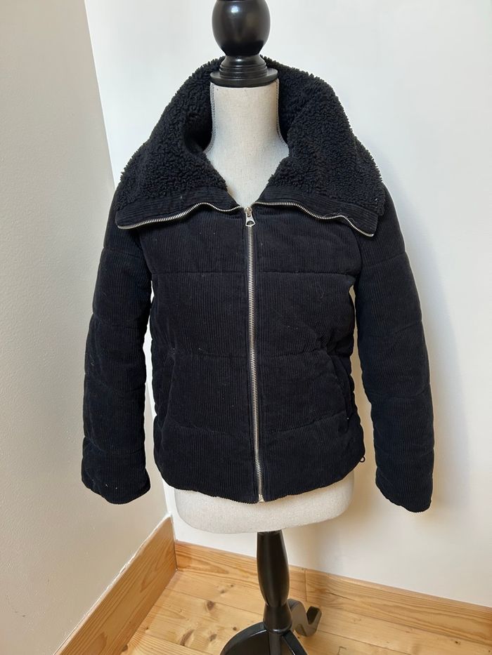 Blouson matelassé en velours côtelé noir - taille 2XS