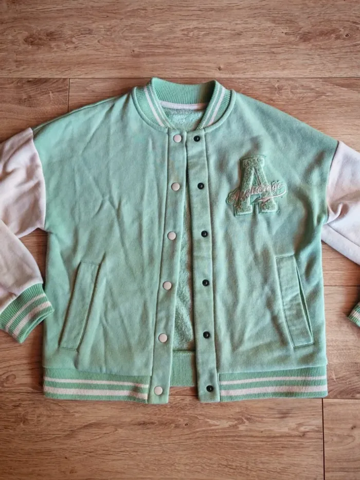 Veste teddy kiabi 10 ans vert pastel - photo numéro 2