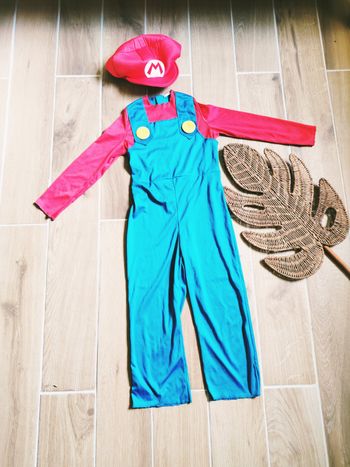 🪠 Déguisement /costume et chapeau de plombier Mario Bros pour enfant