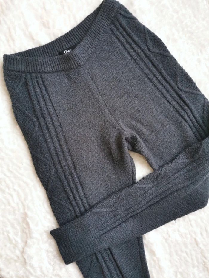 Pantalon en maille tricot contient laine et alpaga Etam 38 M gris anthracite. Bien chaud hiver