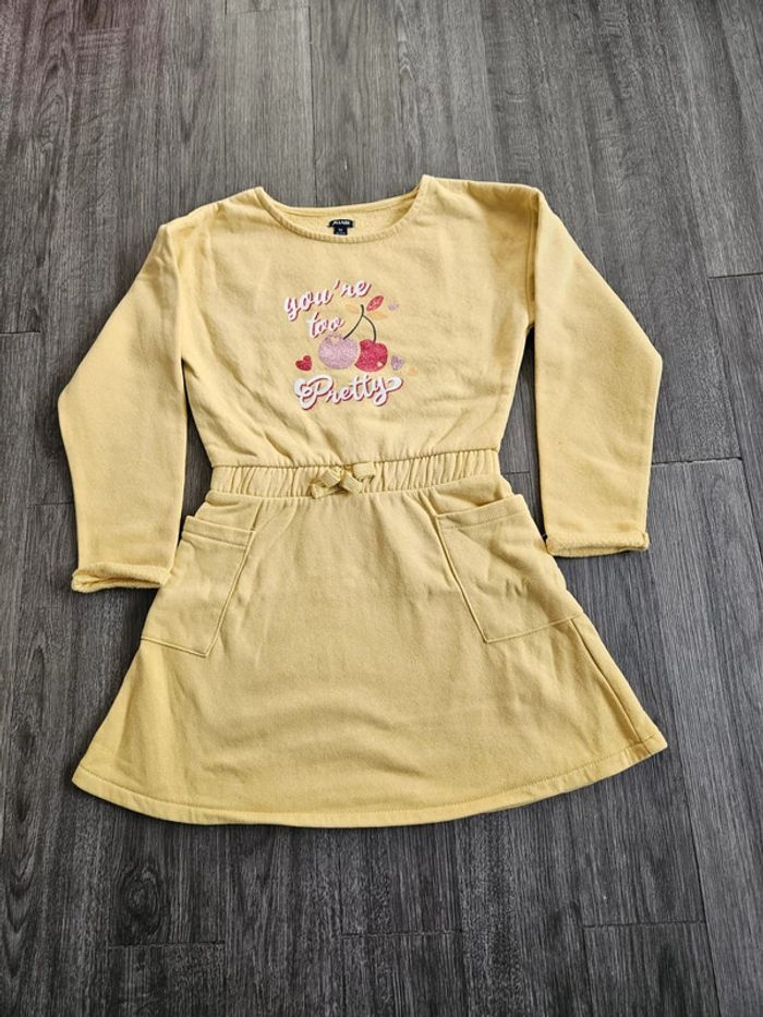 Robe fille molletonnée jaune taille 8 ans neuf