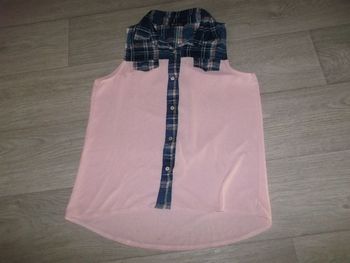 Chemisier ORANGE fluide, crêpe, léger saumon et multicolore 42 TBE