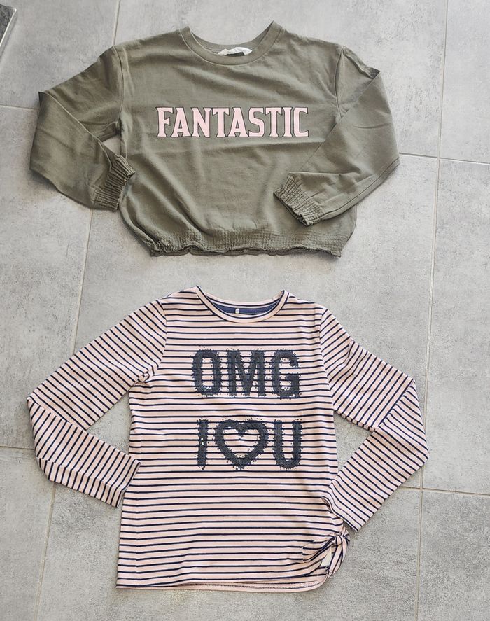 Lot de 2 tee-shirts Ml fille 8/10 ans - photo numéro 1