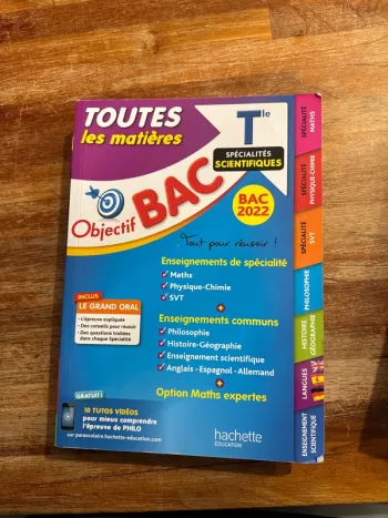 Livre toutes les matières, objectifs, bac, terminale