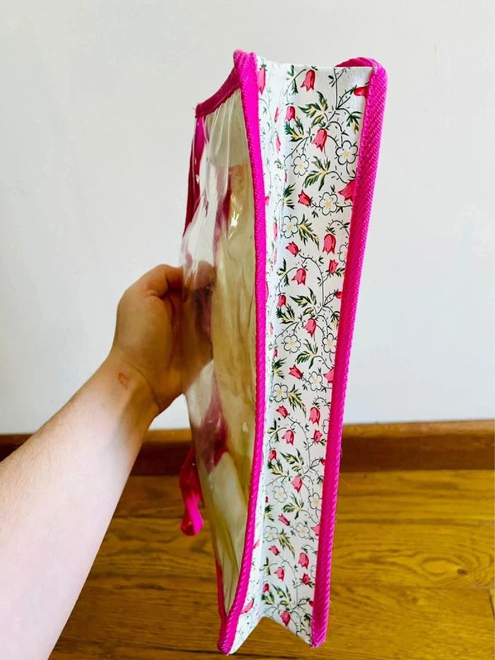 Sublime pochette trousse toilette maquillage blanc et rose - photo numéro 5