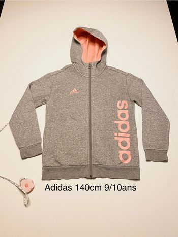 Gilet zip Adidas gris 10 ans