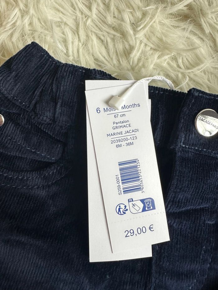 Pantalon velours marine taille 6 mois Jacadi - photo numéro 4