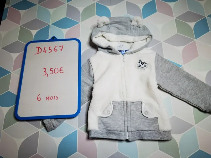 D4567 - veste zippée garçon 6 mois