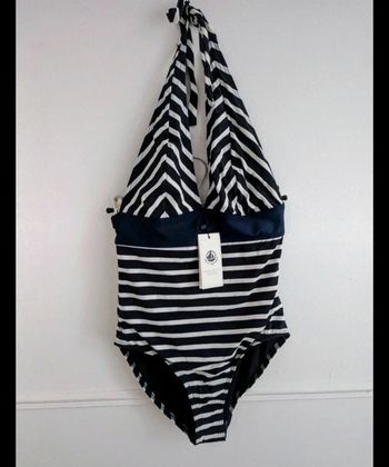 Maillot de bain 1 pièce rayé bleu et blanc