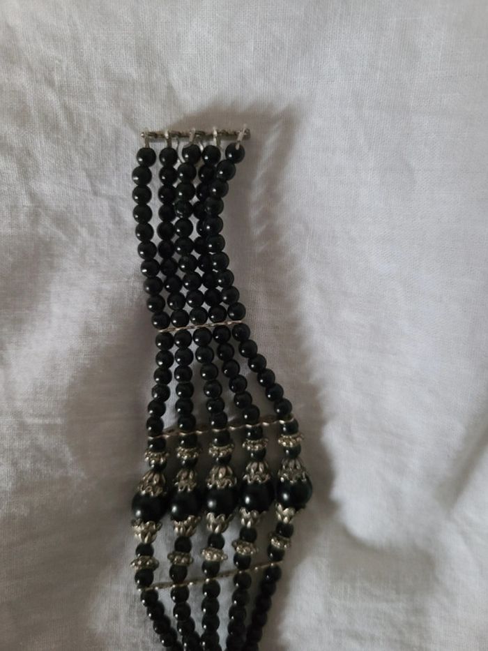 Bracelet fantaisie noir et argenté - photo numéro 5
