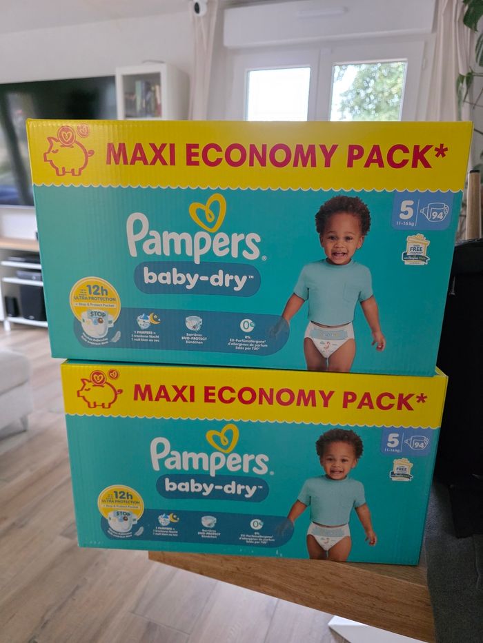 2 paquets de couches pampers maxi pack économie taille 5 - photo numéro 2