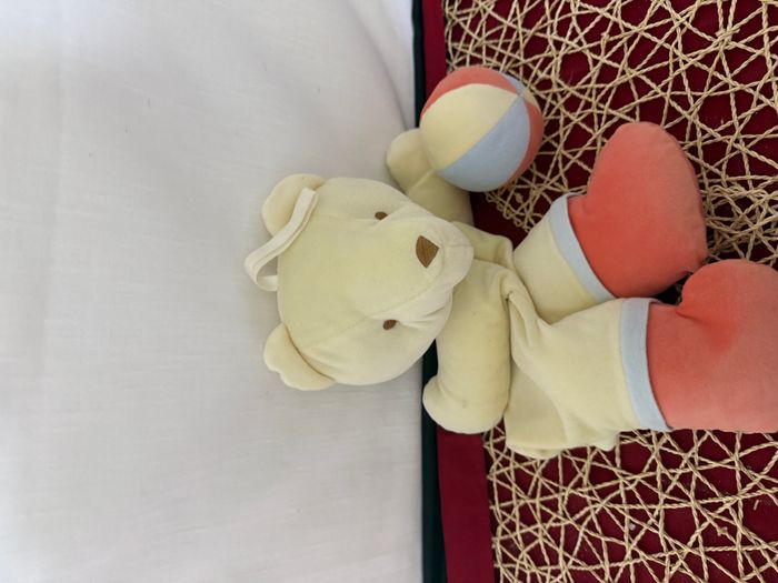 DOUDOU PELUCHE RANGE PYJAMA SUCRE D'ORGE OURS BALLE jaune orange bleu - photo numéro 5