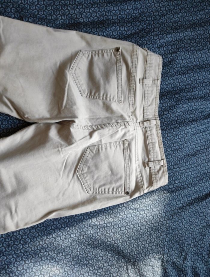 Pantalon beige blanc gris cassé droit vraies poches - photo numéro 3
