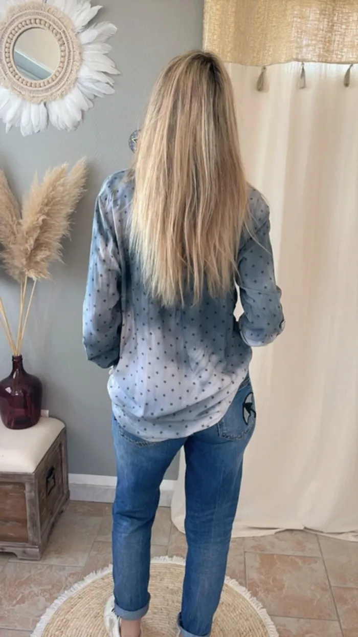 Superbe chemise fluide grise et sequins avec étoiles taille 38 - photo numéro 5