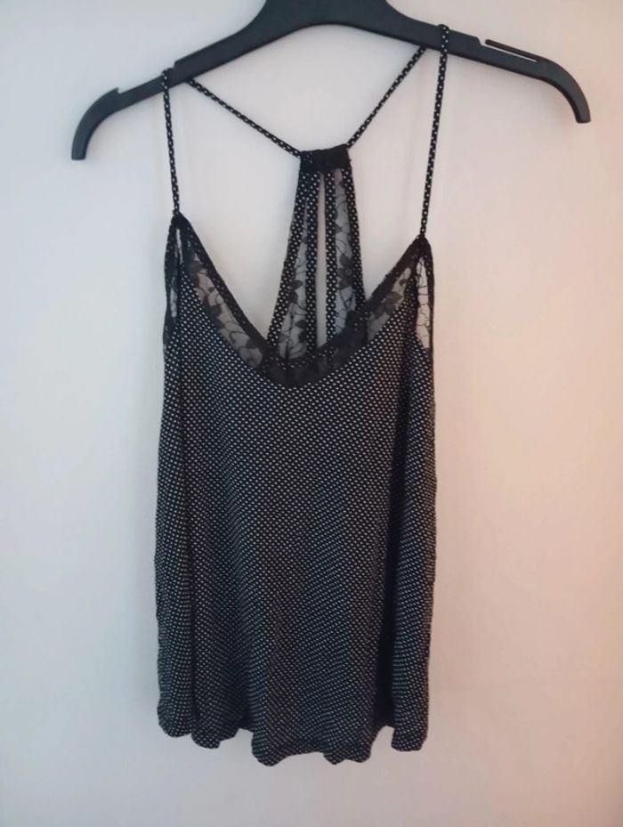 Débardeur dentelle noir à pois taille S