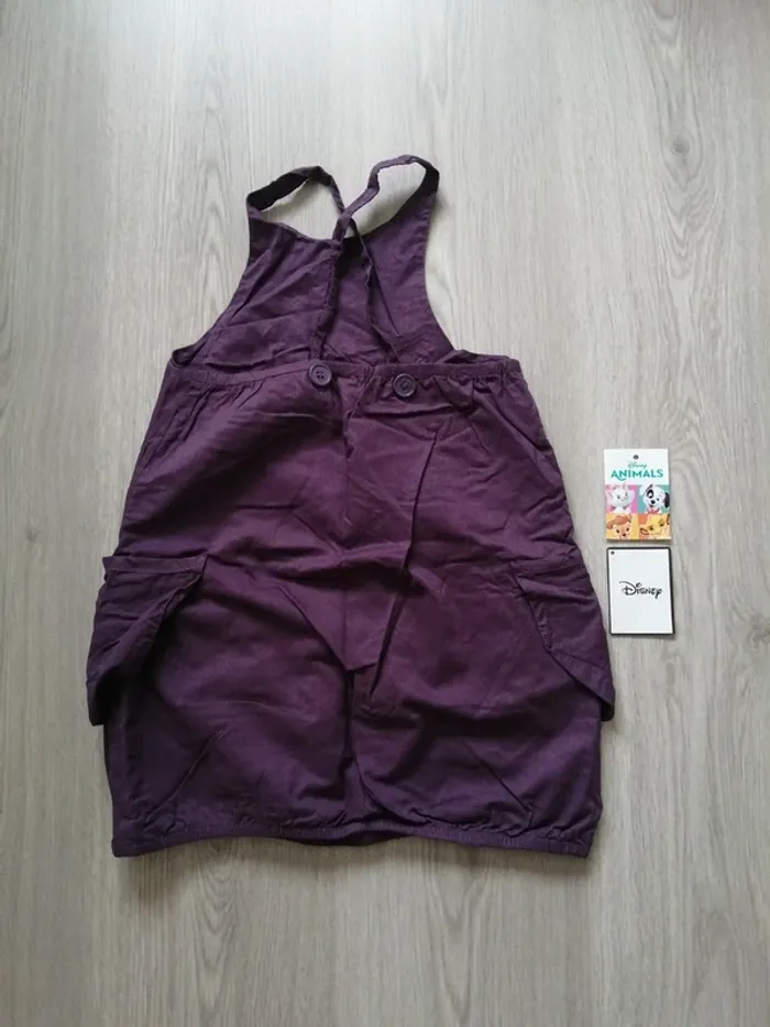 Robe violette prune à fines bretelles croisés avec poches et broderies fleurs / kid kanaï / (5ans) - photo numéro 2