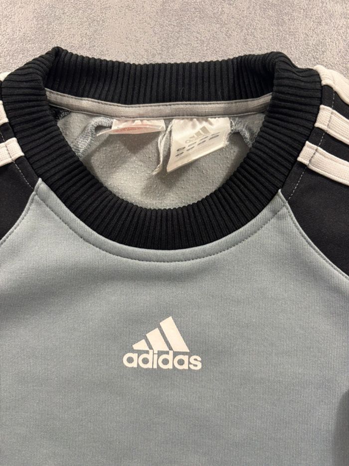 Pull Vintage Adidas 10 ans bleu et noir - photo numéro 3