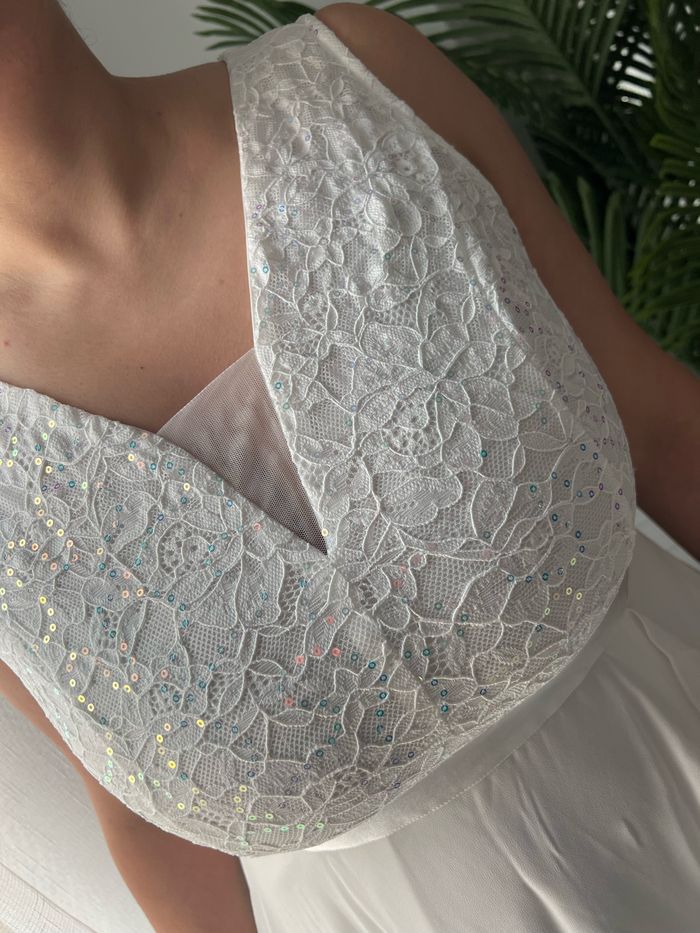 Robe de soirée pour mariage blanche taille L neuve avec étiquette - photo numéro 3