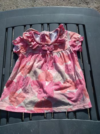 Petit tee-shirt fille rose fleuri 6 mois