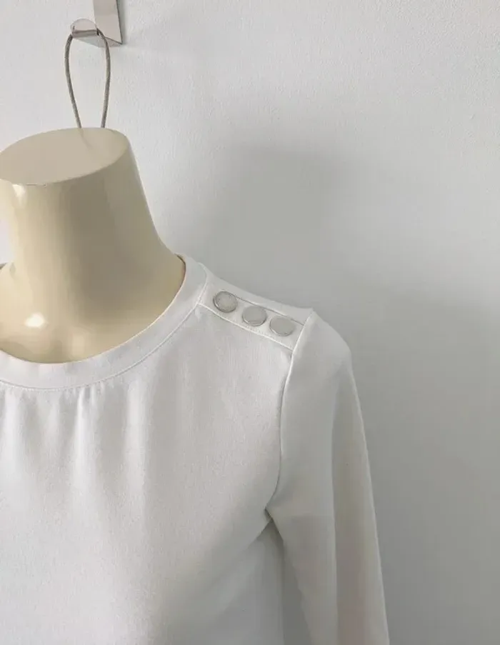 T-shirt blanc manches 3/4 - Caroll - taille XS - photo numéro 2