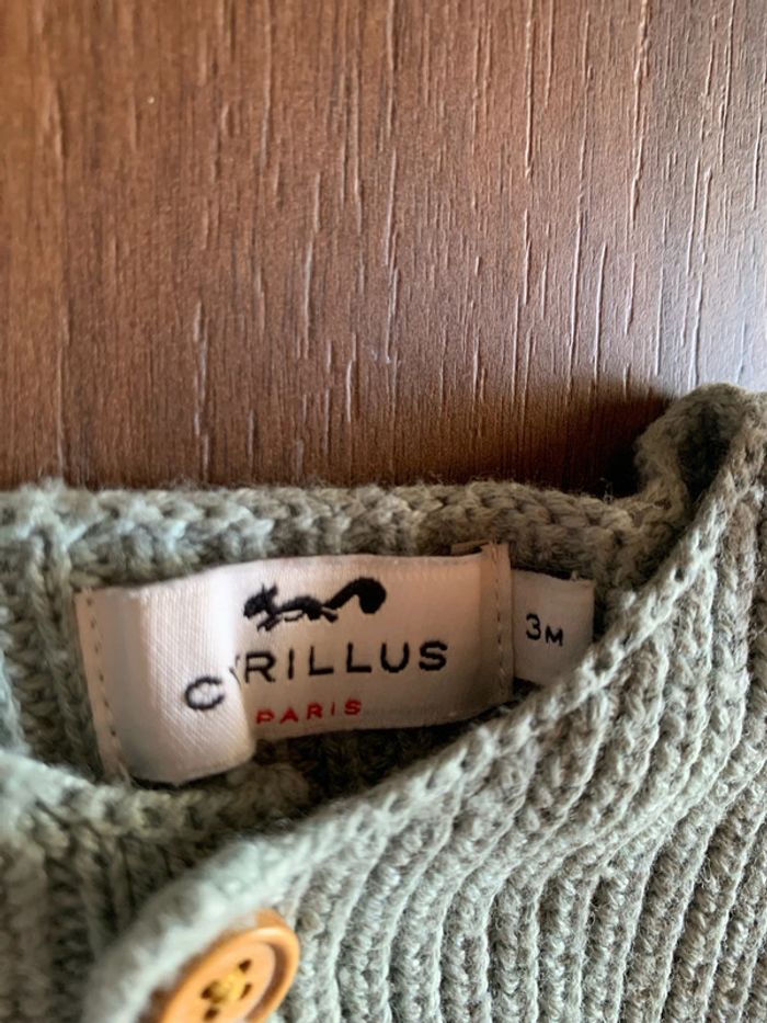 Gilet 3 mois maille Cyrillus vert fille garçon - photo numéro 2