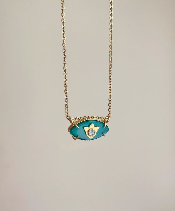 Collier grigri œil protecteur Onyx vert - photo numéro 5