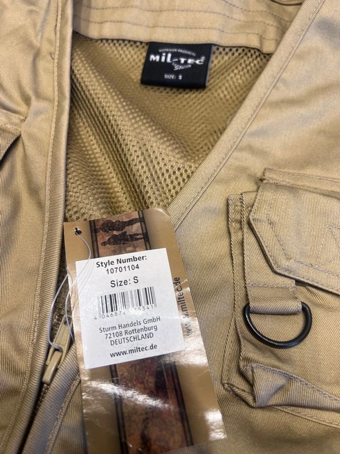 veste gilet sans manche reporter 14 poches coyote mil-tec 10701104 taille s neuf - photo numéro 2