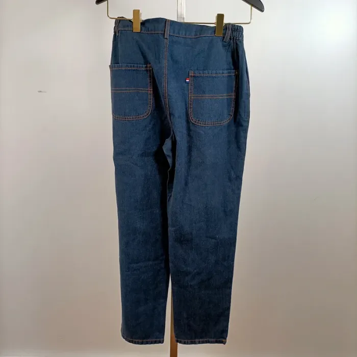 Pantalon jean taille élastique bleu style workwear poches plaquées TQS Femme M A1424 - photo numéro 2