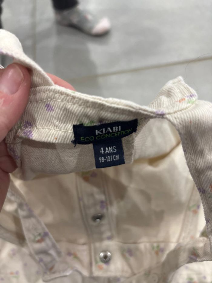 Robe salopette crème à fleurs - photo numéro 3