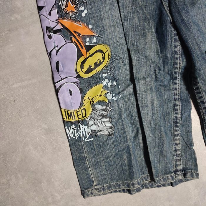 Bermuda large baggy jeans short hip-hop streetwear graffiti y2k vintage Ecko unltd taille 38us 46eu - photo numéro 4