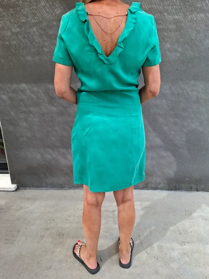 Robe One Step verte émeraude - Taille 34 - Cupro & Coton 👗 - photo numéro 3