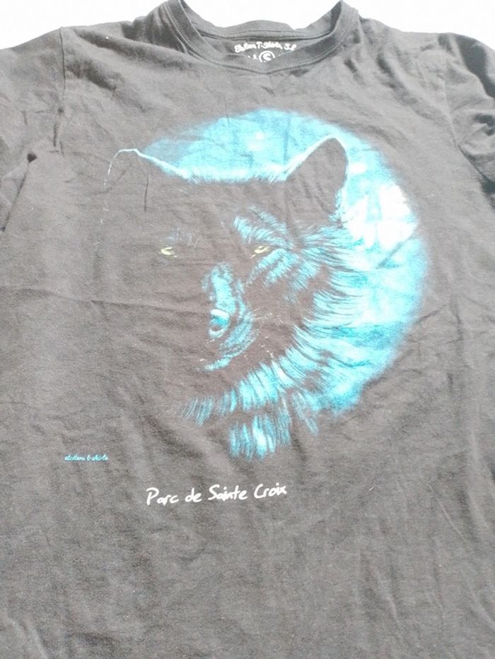 T-shirt noir loup Parc de Sainte Croix - photo numéro 2