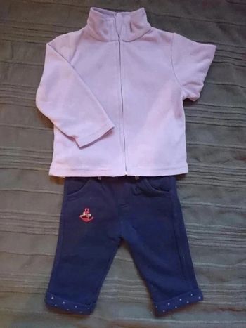 Ensemble veste polaire + pantalon molleton 9/12 mois fille