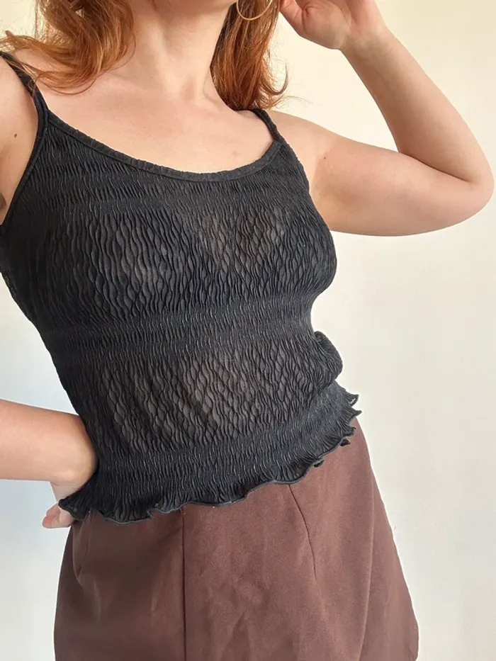 Débardeur noir vintage y2k années 90 transparent taille S - photo numéro 2