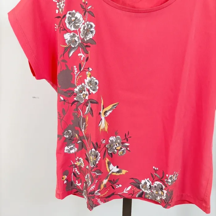 T-shirt corail fleuri Damart – Taille M (38/40) A707 - photo numéro 4