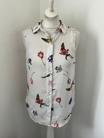 Chemisier blanc à fleurs H&M XS