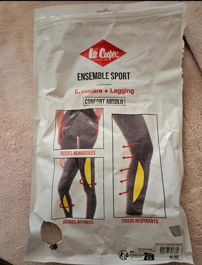 Ensemble sport brassière + legging gris noir Lee Cooper Taille L/XL Neuf - photo numéro 11