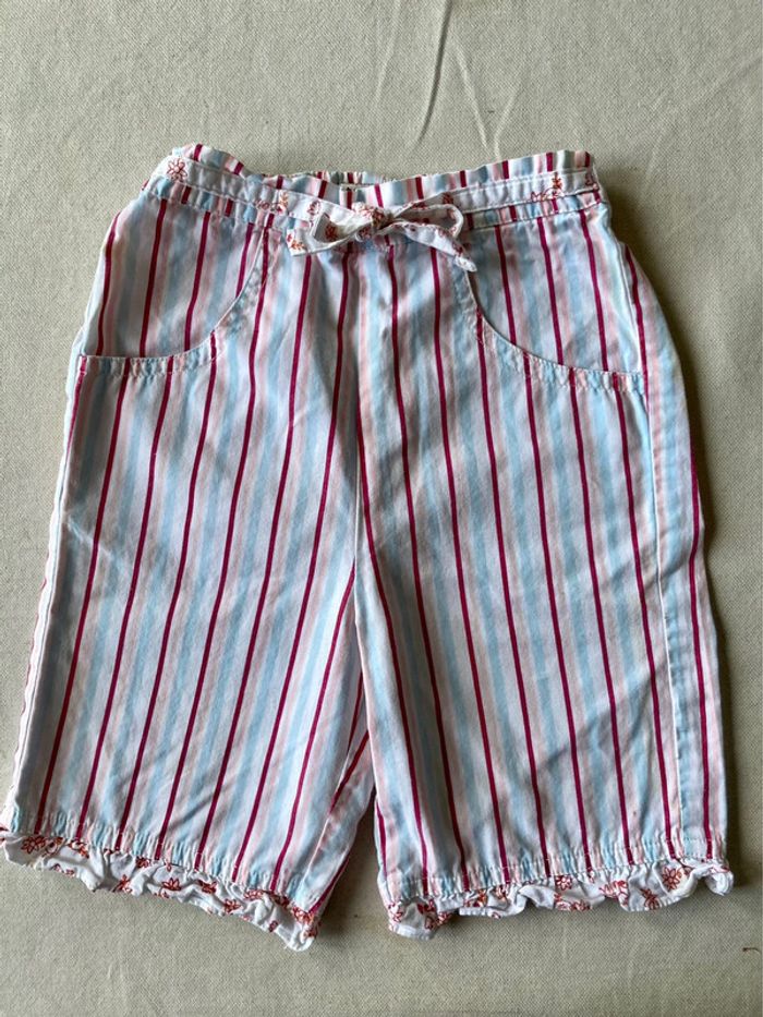 Pantalon pantacourt rayé rose 12 mois Tout Simplement