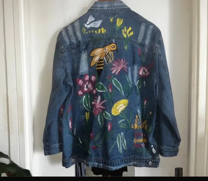 Originale Veste en jeans peindre à la main , M/ L , Neuf - IVIVI - photo numéro 11