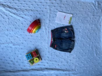 short en jean bleu taille élastique lee cooper 3 mois motifs fruits