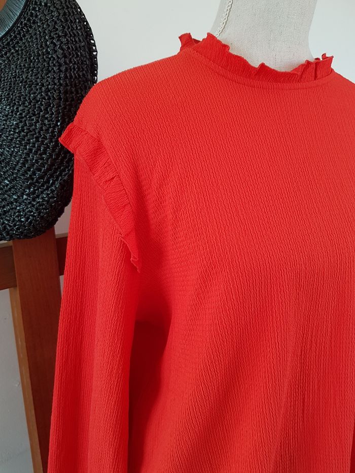 Blouse orange, stretch, bout de manches élastique. Grain de Malice. Taille XL (44) aisselles 58cm. - photo numéro 2