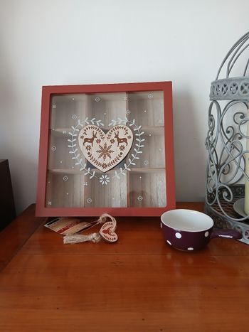 Neuf: Boîte/ sachets thé en bois peint & verre+ dépose sachets