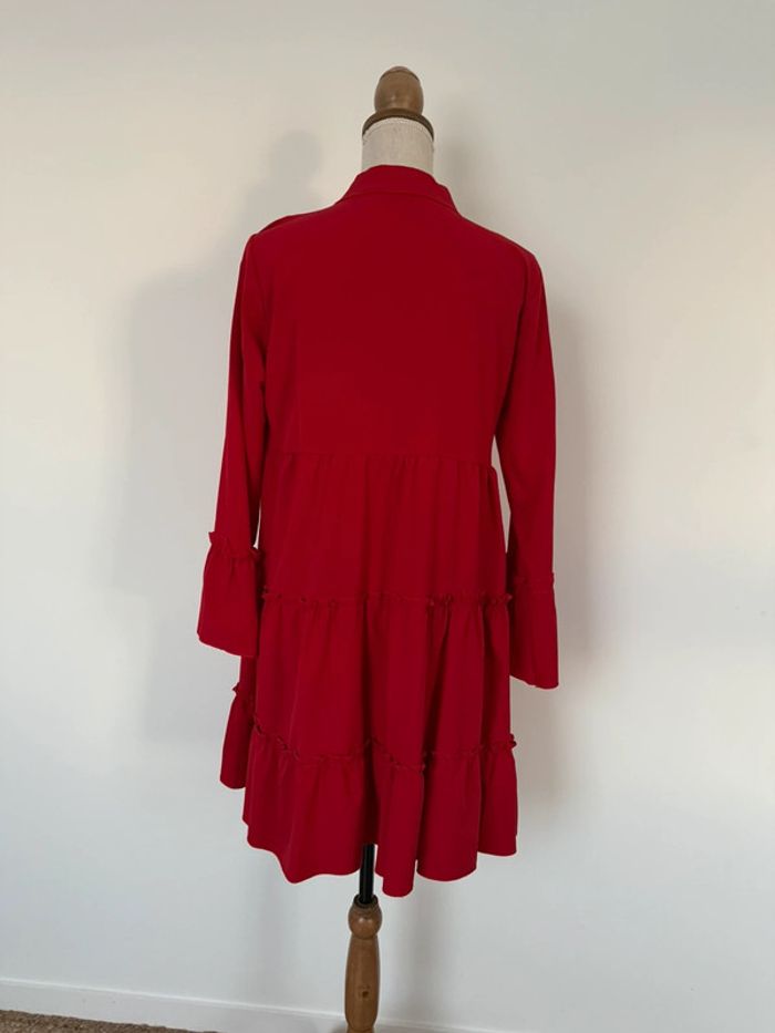 Robe manches longues fluide léger tunique rouge Kleid dress Vestido Vestito jurk jumpsuit femme - photo numéro 2