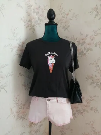 Short en jeans rose pastel métallique / undiz / (M)