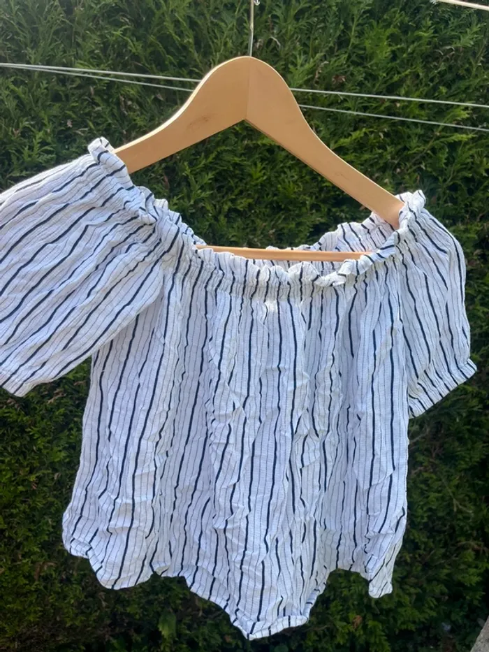blouse épaule dénuder à rayures bershka - photo numéro 2