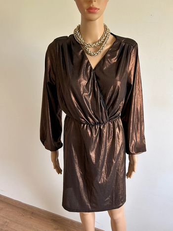 Robe bronze dorée neuve à manches longues La City taille 38