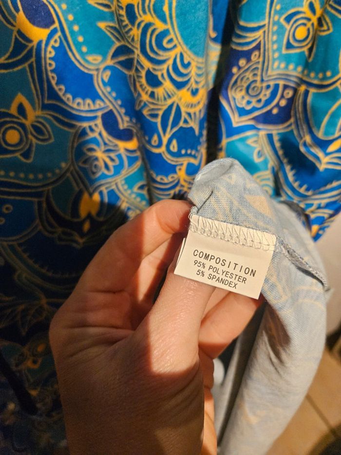 Robe longue en dessous du genou courte manche ton bleu taille M - photo numéro 3