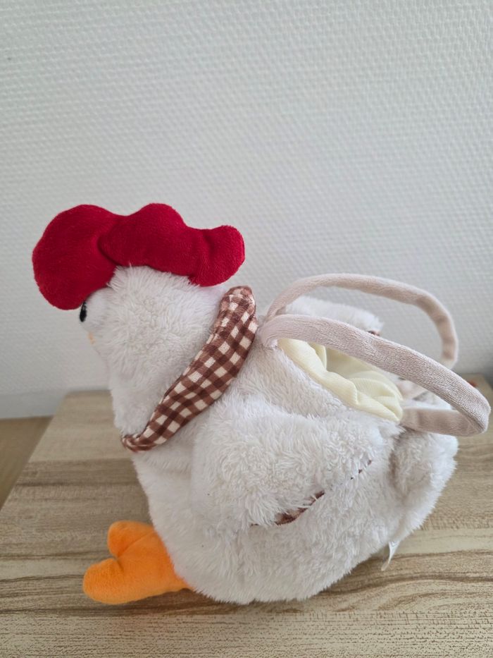 PELUCHE SAC POULE BLANCHE MARQUE FIZZY 30 CM - photo numéro 2