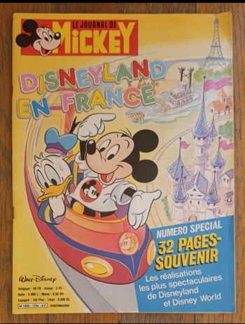Ancien journal de Mickey n°spécial 32 pages parcs euro Disneyland 1986 N°1754 vintage