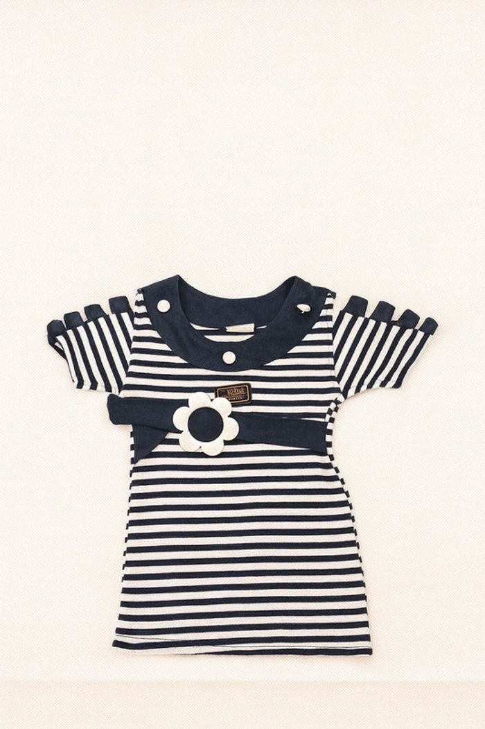 💚Robe marinière bébé fille – avec ceinture fleur – style marin chic - taille 18 mois